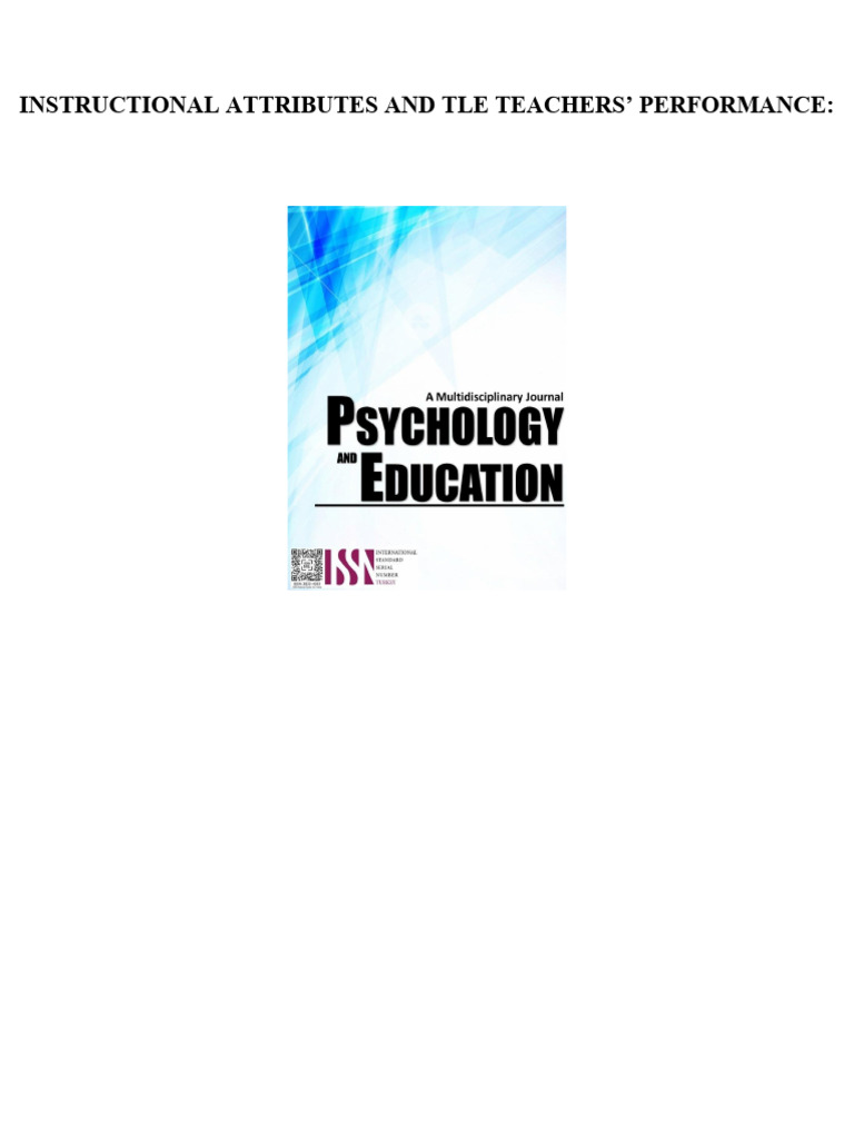 Instructional Attributes and TLE Teachers' Performance: A Basis For ...