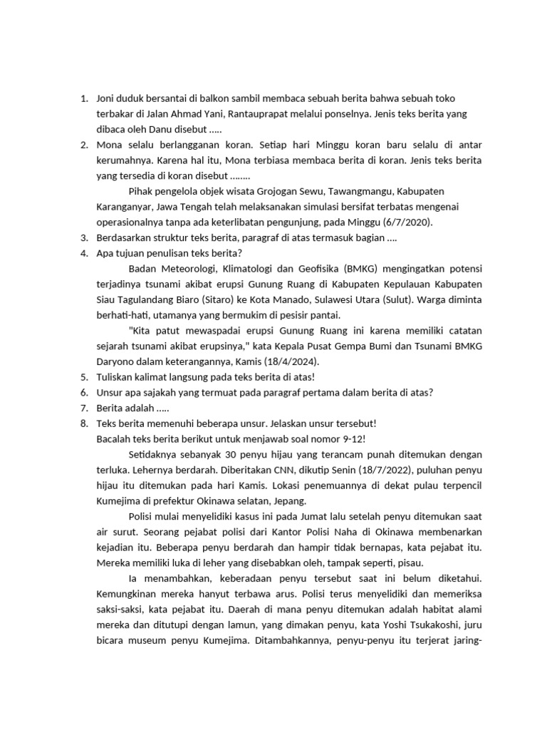 Kisi Kelas 7c Uts | PDF