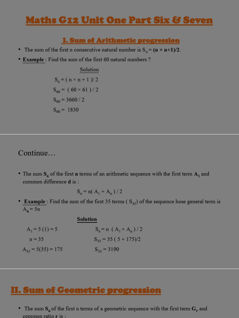 Sum of Natural Numbers in Math G12 | PDF