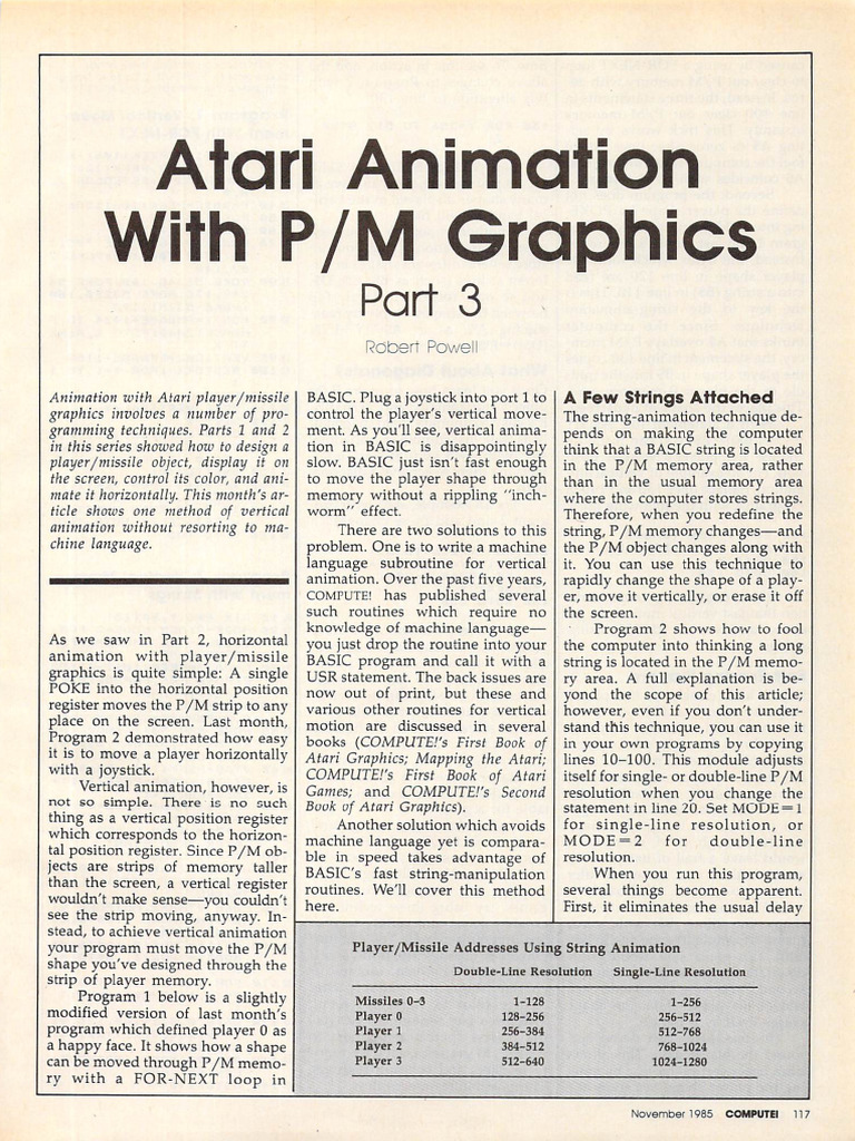 Vertical Animation in Atari BASIC | PDF | Office Equipment | Software ...