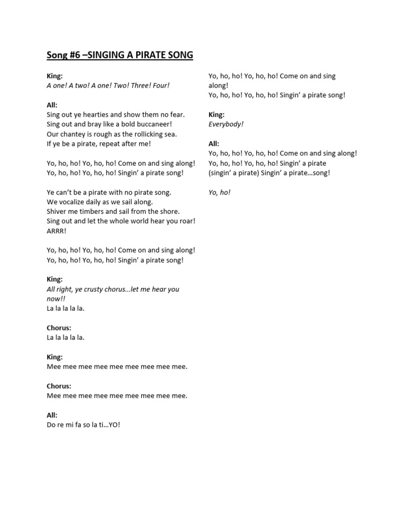 Pirate Song Lyrics and Chants | PDF