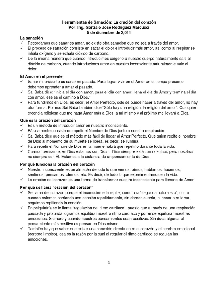 La Oracion Del Corazon | PDF | Amor | Dios