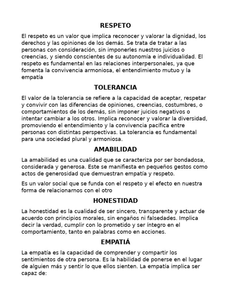 Valor y Práctica del Respeto | PDF