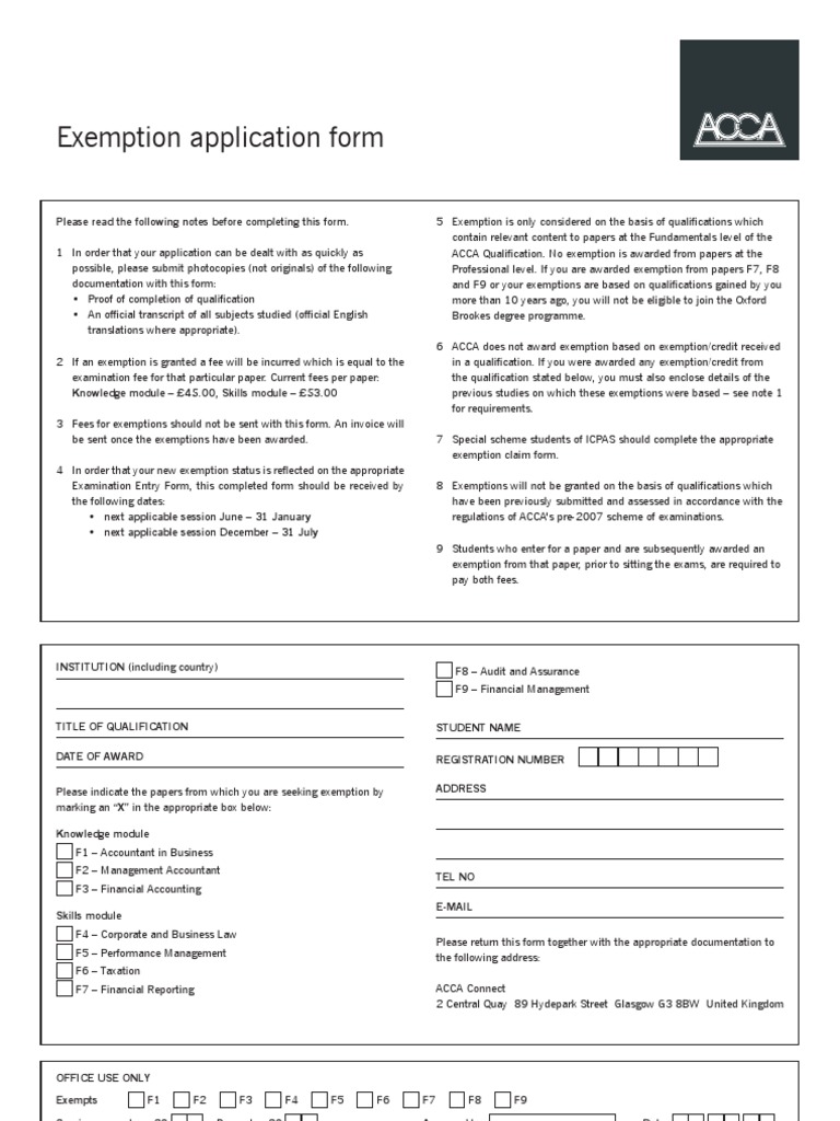 Exemption Acca | PDF | Finance &amp; Money Management