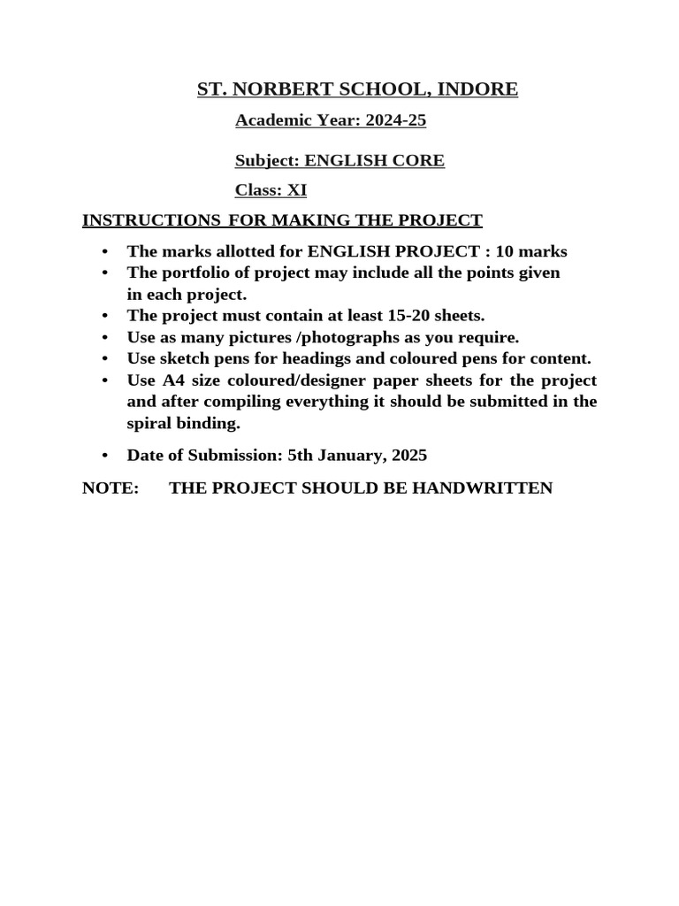 Class 11 English Project Guidelines | PDF | Wildlife