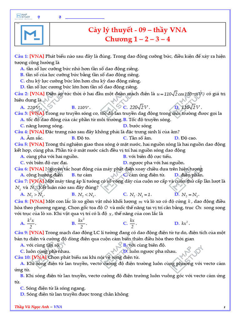 Cày Lý Thuyết - 09 - Thầy VNA - Chương 1 2 3 | PDF