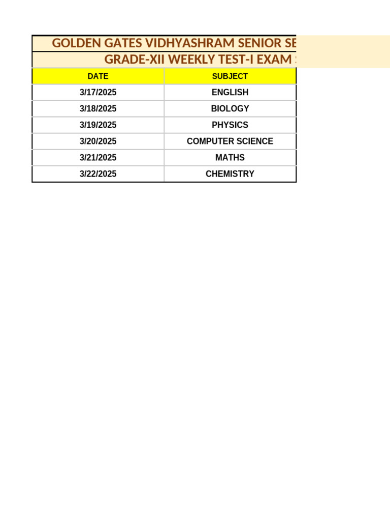 Grade XII Exam Schedule 2025 | PDF | Mathematics | Algebra