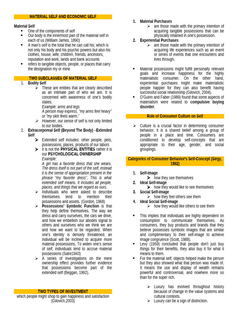 Udself Materialandeconomicself | PDF | Self Concept | Brand