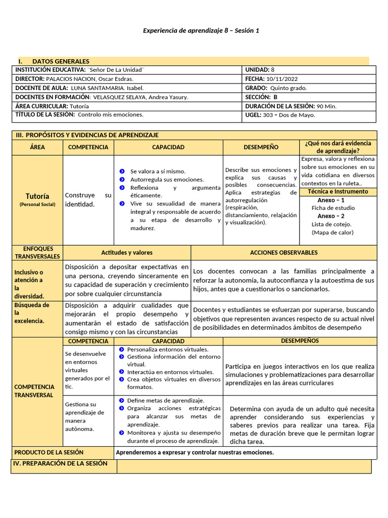 Control de emociones en quinto grado | PDF | Aprendizaje | Las emociones