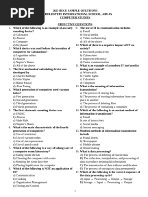 BECE SAMPLE QUESTION ON COMPUTER