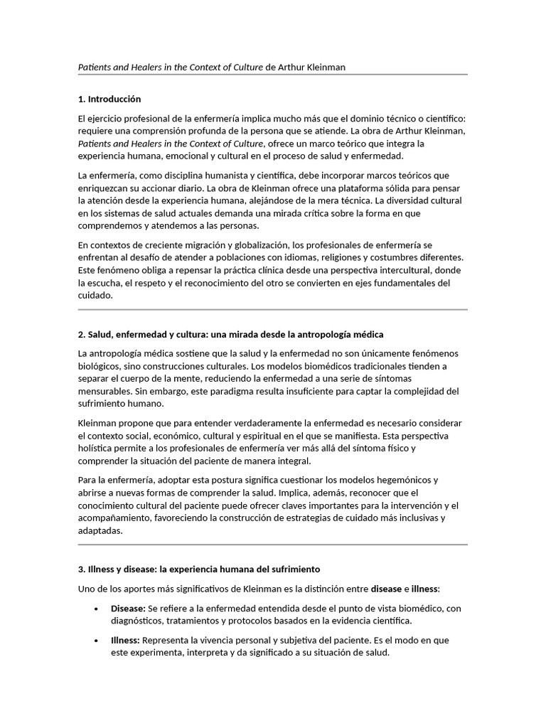 Atención cultural en enfermería según Kleinman | PDF | Enfermería ...