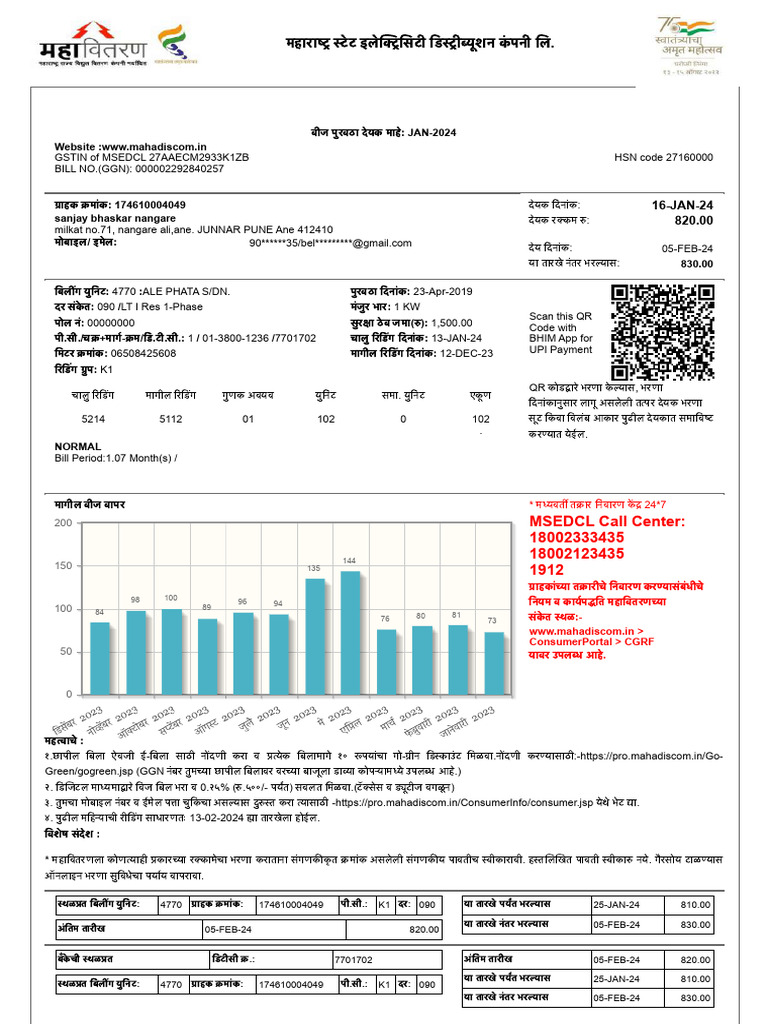 Sanja Light Bill Latest | PDF