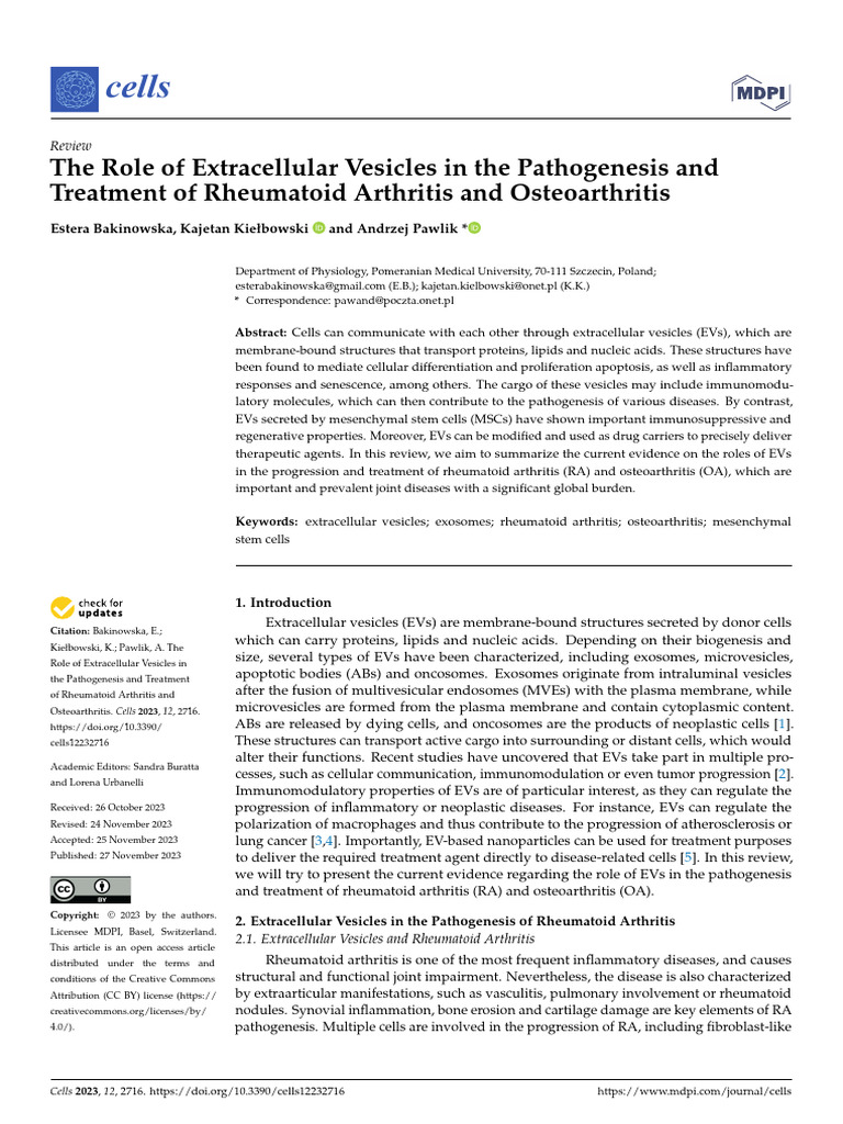 The Role of Extracellular Vesicles in The Pathogenesis and | PDF ...