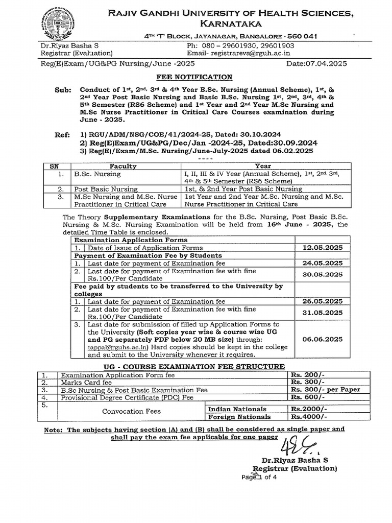 RGUHS BSc Nursing 4th Year Exam 2025 | PDF | Nursing | Health Care