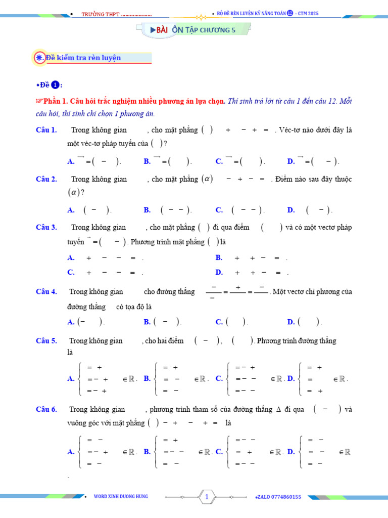 C5 Bai Tap On Chuong 5 HS | PDF