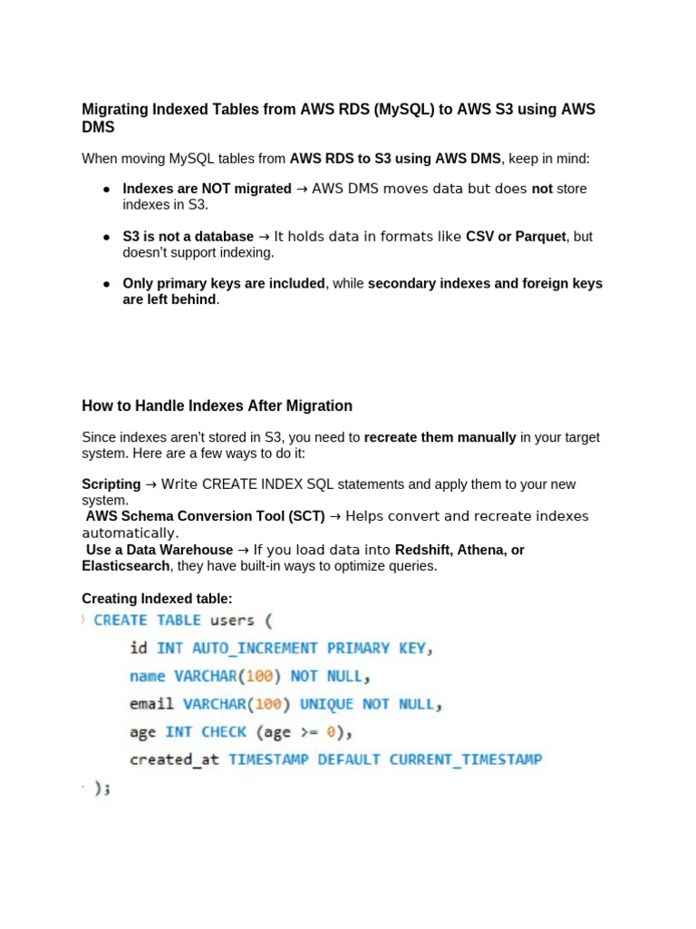 AWS DMS Indexed Tables Arjun | PDF