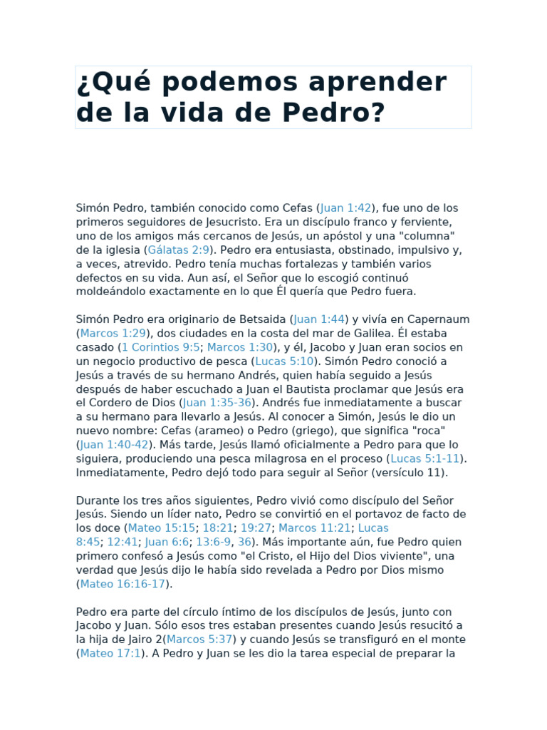 Lecciones de vida de Simón Pedro | PDF | San Pedro | Jesús