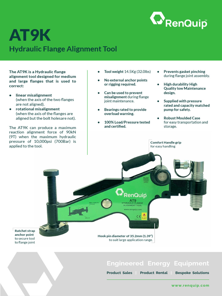 AT9K Hydraulic Flange Alignment Tool | PDF | Manufactured Goods ...