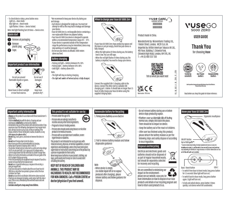 EPod 2 Caps Vuse Go Reload 1000 Start Guide How To Open A Vuse