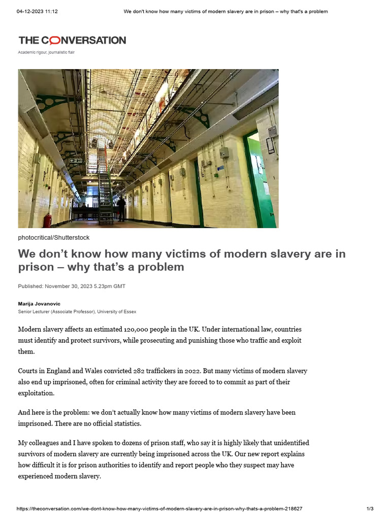 TEXT 6 - We Don't Know How Many Victims of Modern Slavery Are in Prison ...