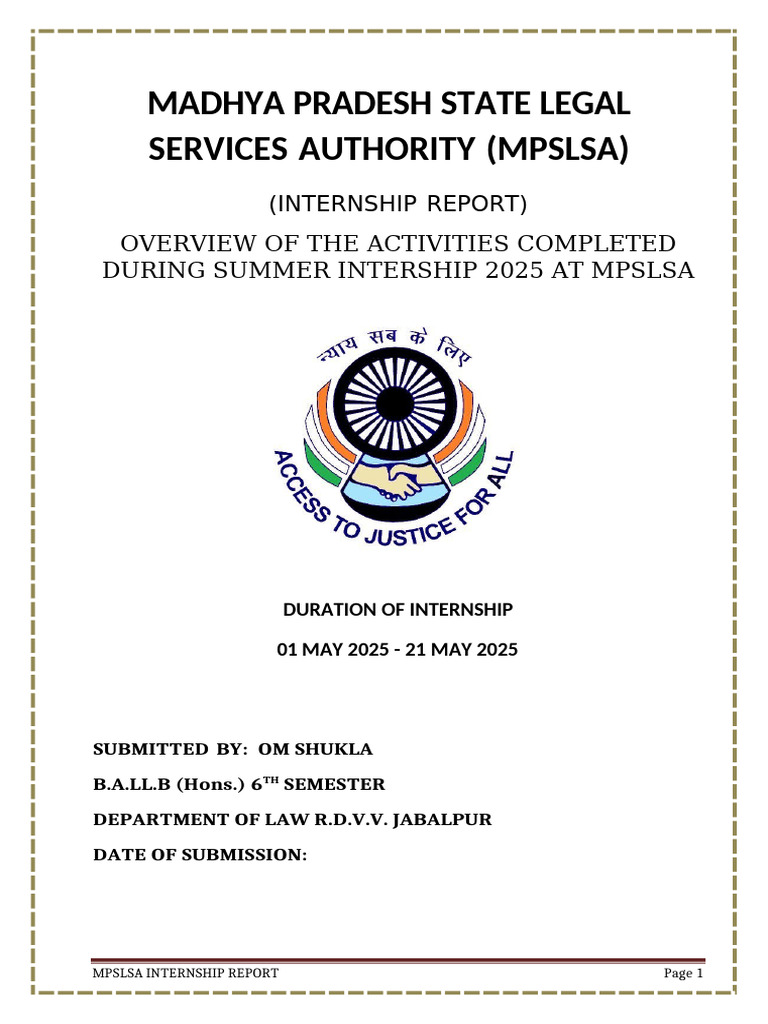 MPSLSA Internship Overview 2025 | PDF | Mediation | Prosecutor