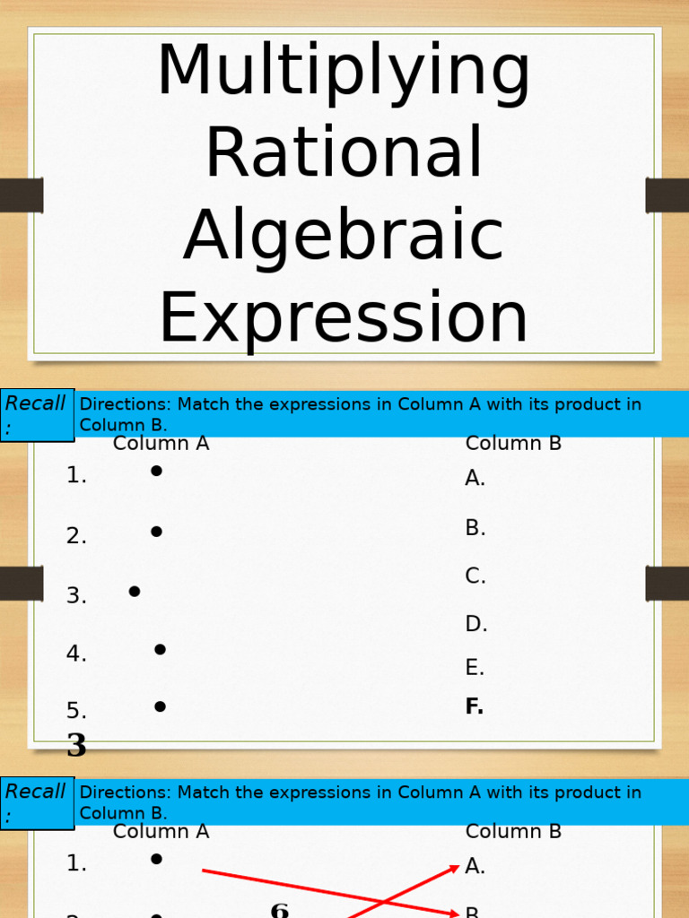 Multiplying Rational Algebraic Expressions | PDF | Mathematical ...