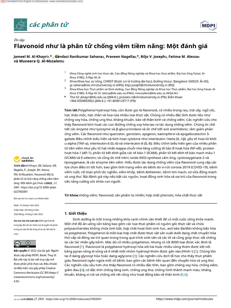 Flavonoids as Potential Anti-Inflammatory Molecules a Review.en.Vi | PDF