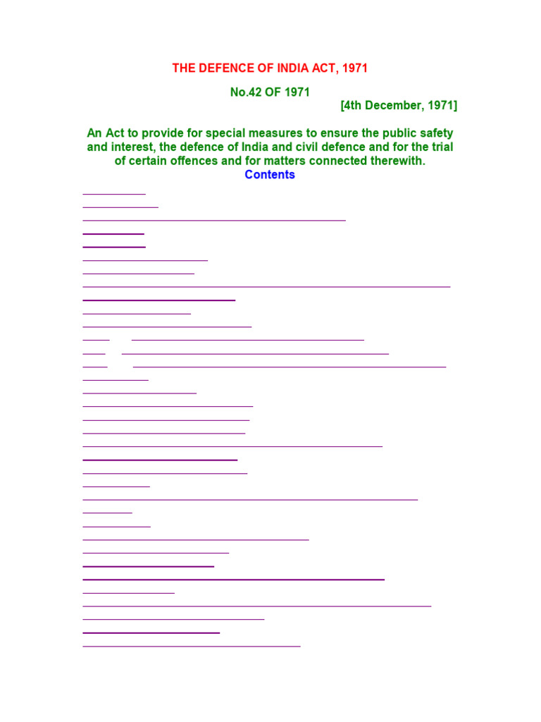 Defence of India Act 1971 | PDF | Detention (Imprisonment) | Magistrate