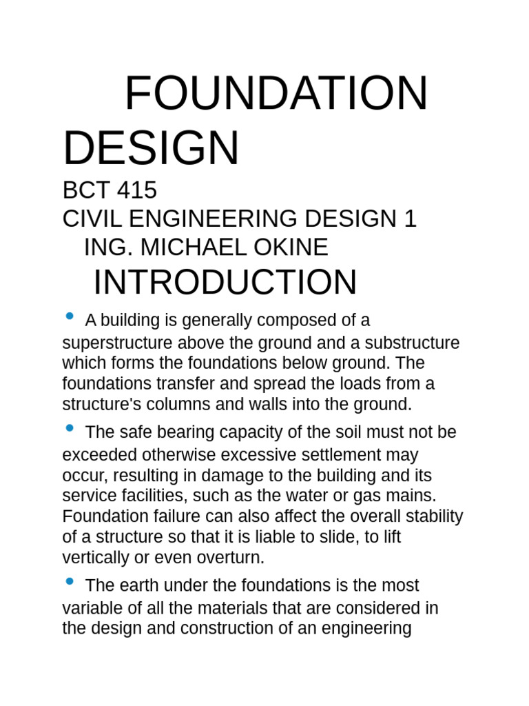 Foundation Design Principles in Civil Engineering | PDF | Deep ...