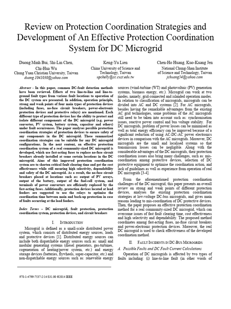 DC Microgrid Protection Coordination Strategies | PDF | Fuse ...