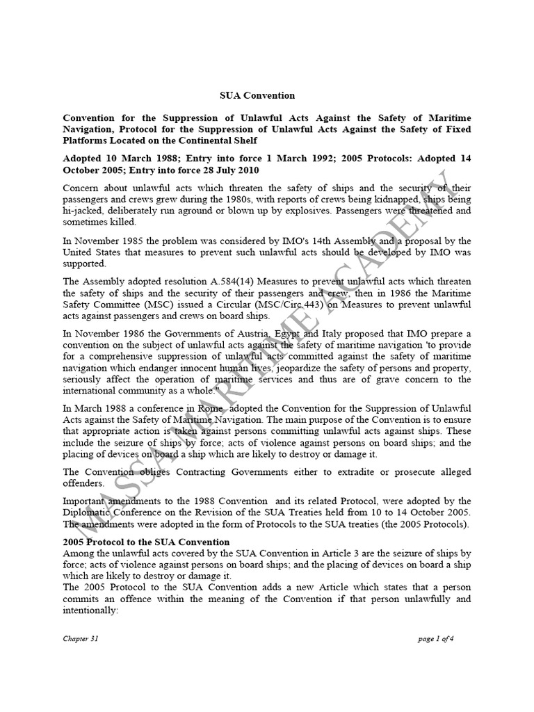 SUA Convention Overview and Updates | PDF | Extradition | Justice