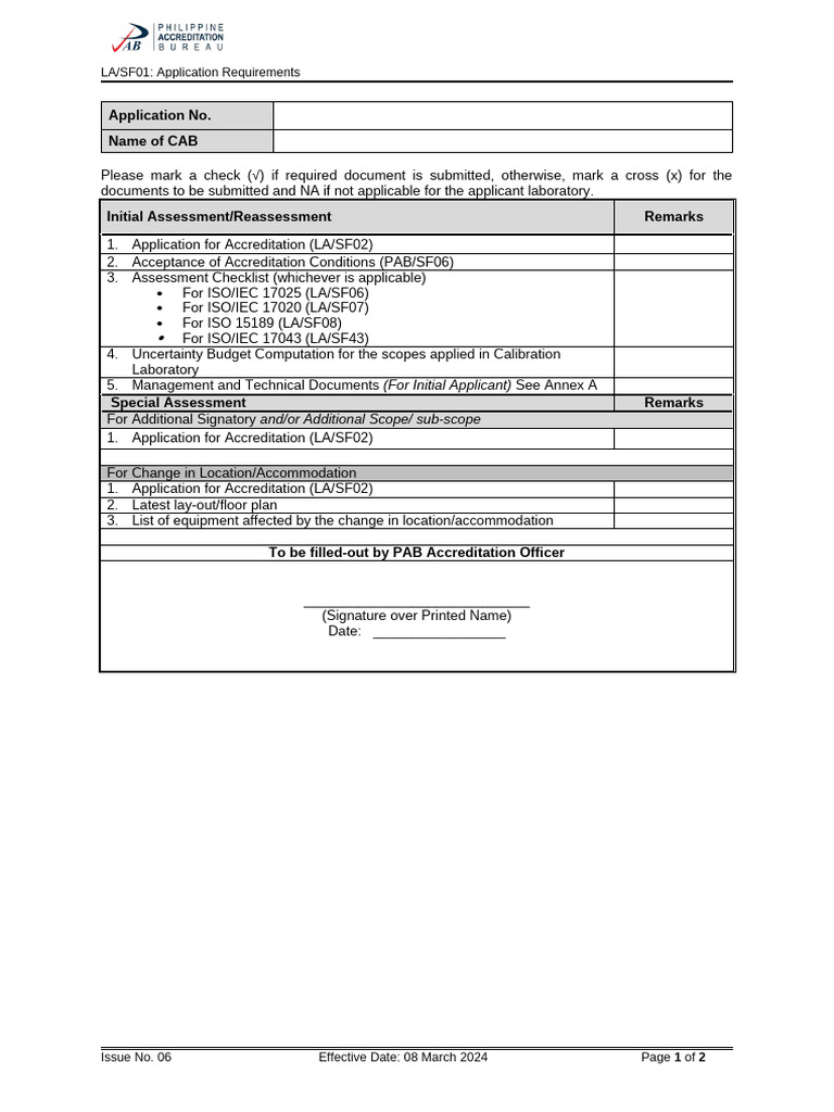 LASF01+-+Application+Requirements+Issue+No 06 | PDF | Business