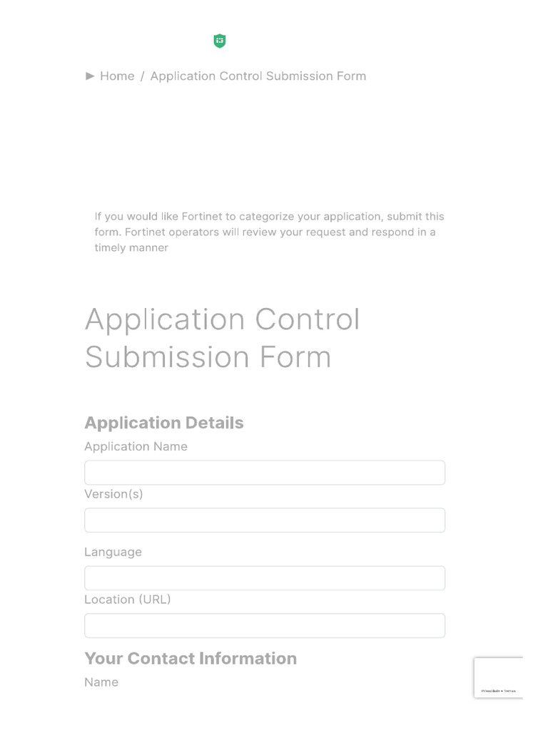 Application Control Submission Form - FortiGuard Labs | PDF