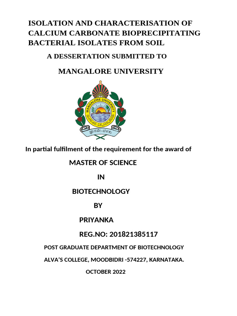 Bioprecipitation of Calcium Carbonate by Bacterial Isolates of Soil ...