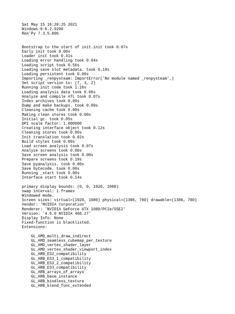 Ren'Py 7.3.5 Initialization Log | PDF | Texture Mapping | Computer ...