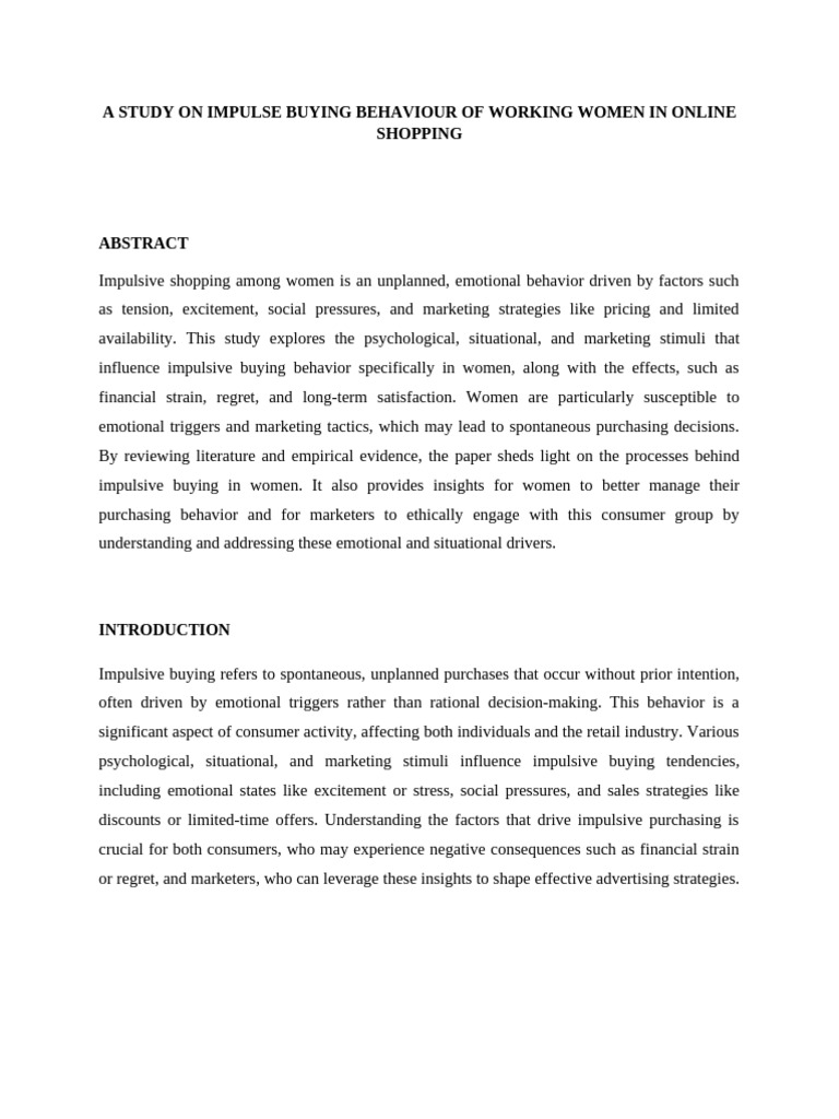 Impulse Buying in Online Shopping: Women | PDF | Behavior | Online Shopping
