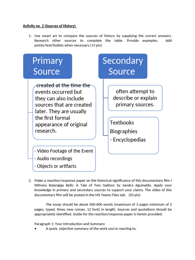 Activity No. 2 (Sources of History) | PDF