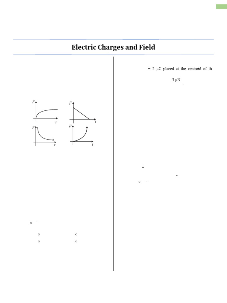 Electric Charges and Field Sheet 1 | PDF | Electric Field | Flux