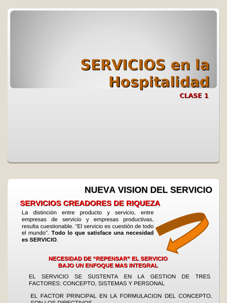 Servicio en La Hospitalidad Clase 1 La Revolucion Del Servicio | PDF ...