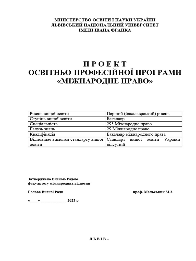 Proekt OPP Mizhnarodne pravo Bakalavr 2023 2 PDF
