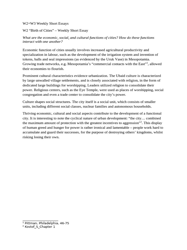 W2+W3 Weekly Short Essays | PDF