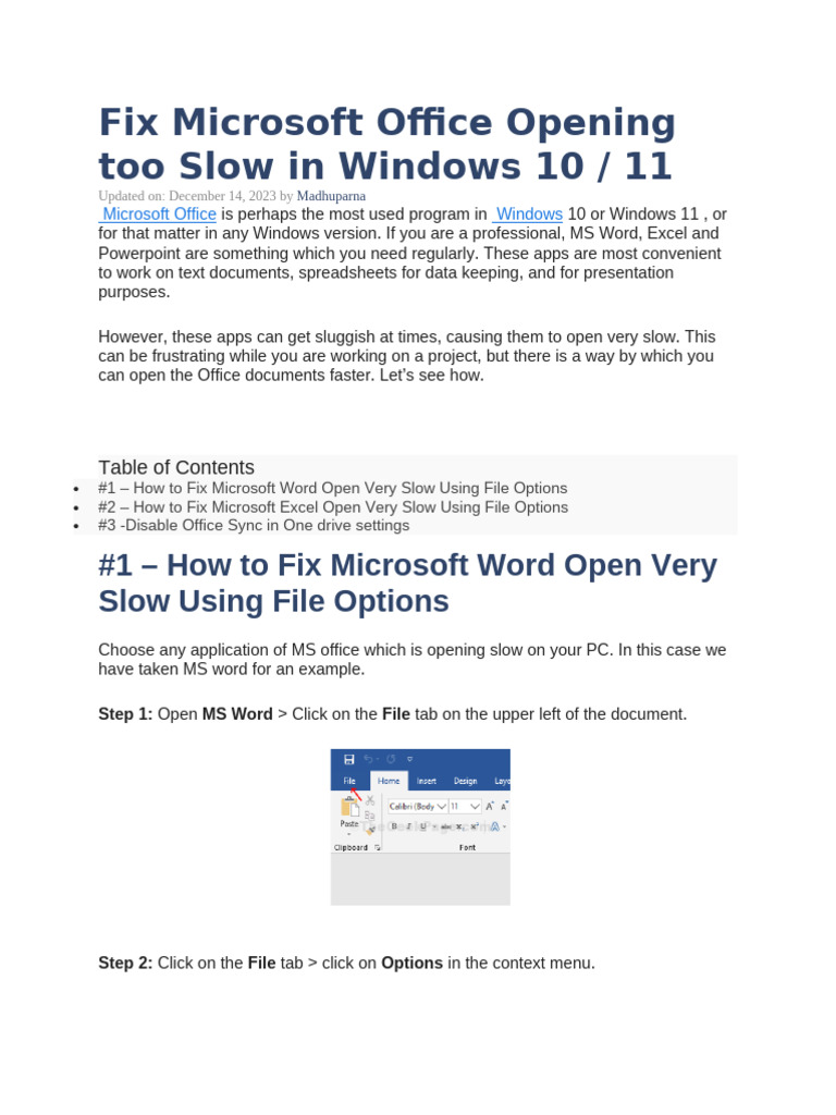 Speed Up Microsoft Office on Windows | PDF | Microsoft Office ...