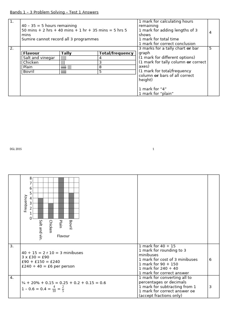1 To 3 Prob Test 1 Answers | PDF | Arithmetic | Mathematics