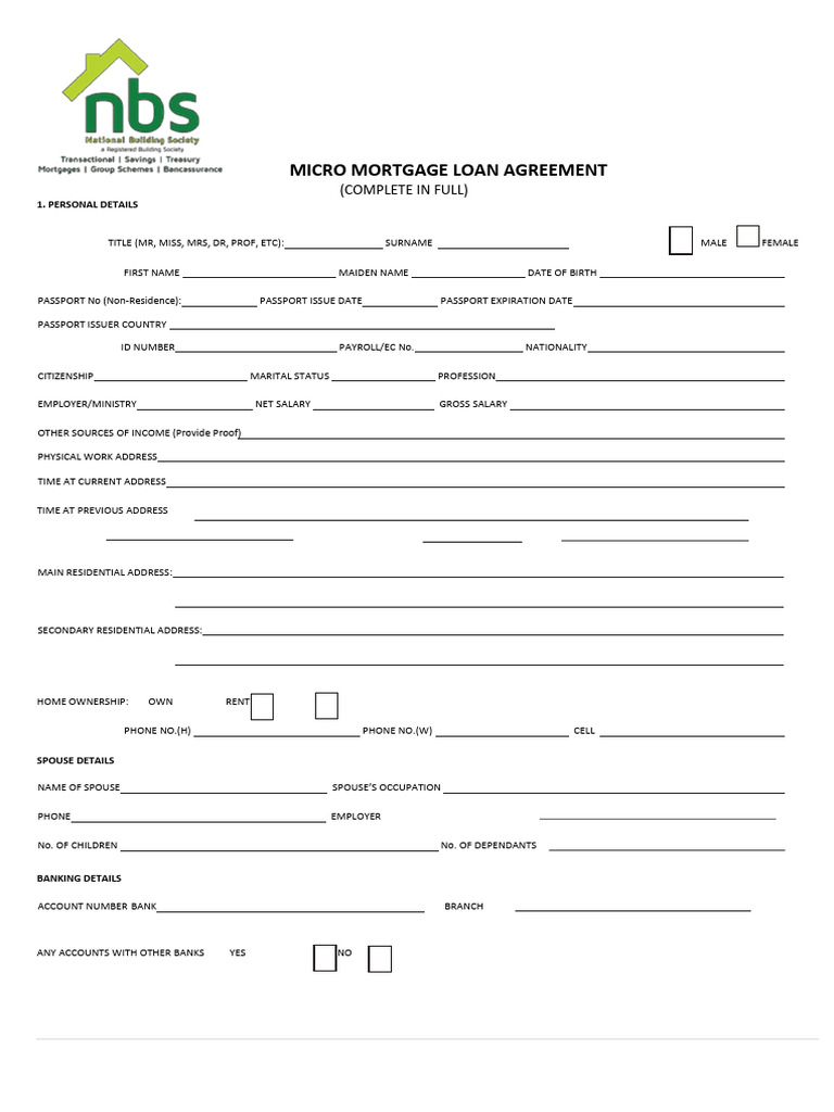 NBS Application Forms | PDF | Loans | Mortgages