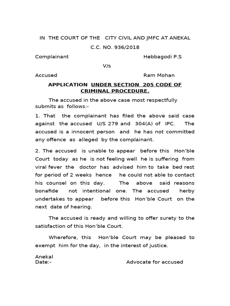 Application for Exemption in Court Case | PDF