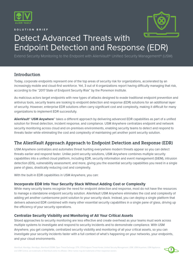 Endpoint Detection and Response Solution Brief | PDF | Computer ...