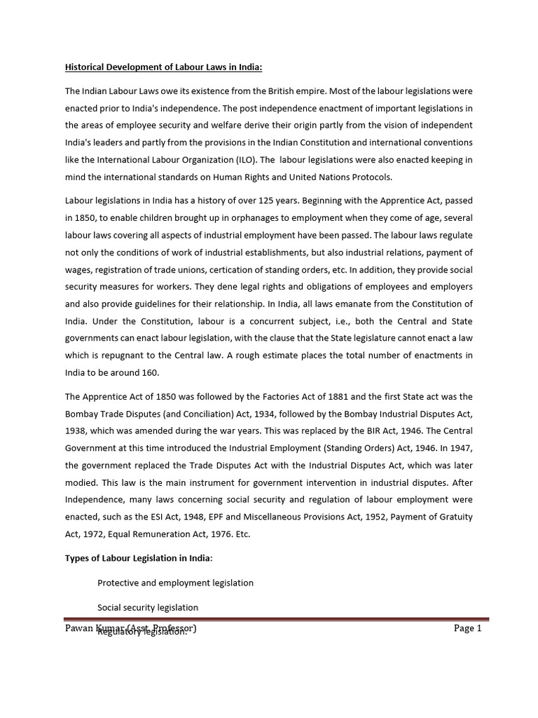 Evolution of Labour Laws in India | PDF | Labour Law | Employment