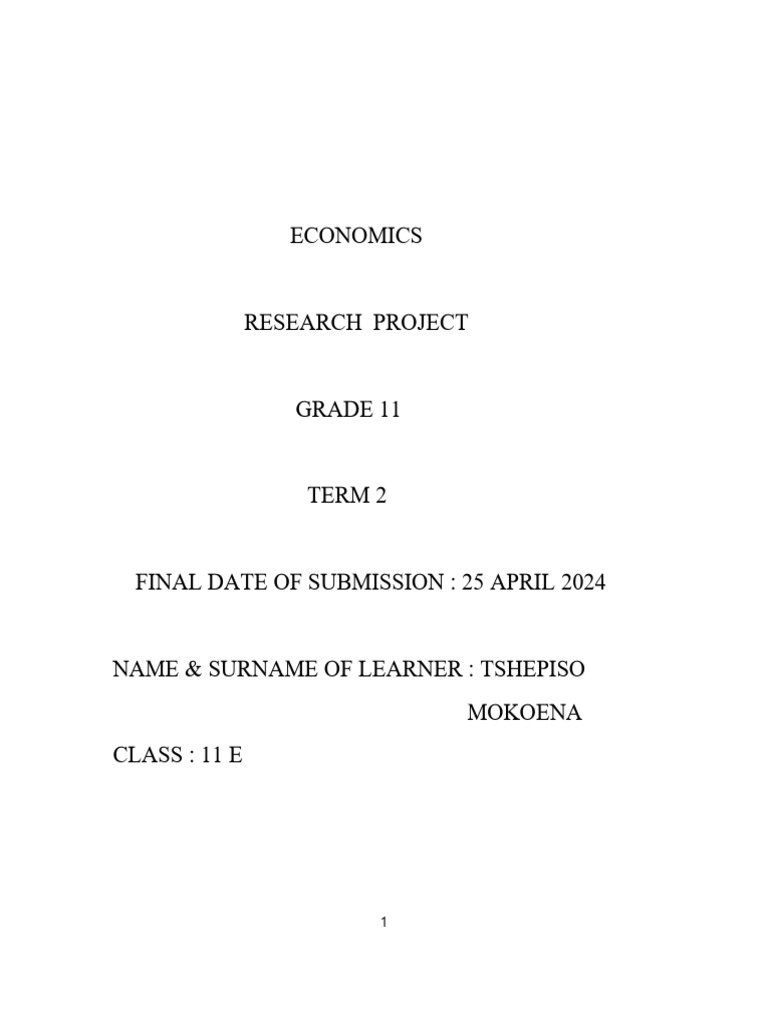 Economics Research Project - Tshepiso Mokoena. | PDF | Business ...