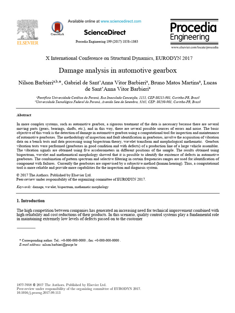 Automotive Gearbox Damage Detection Techniques | PDF | Wavelet ...