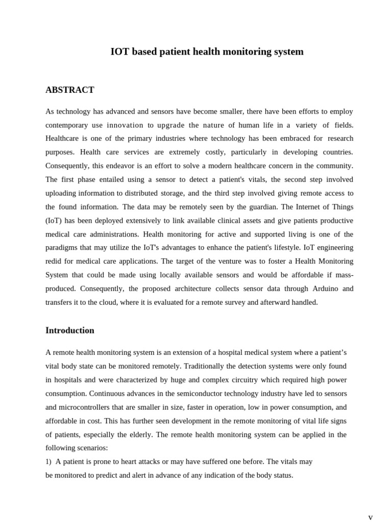 IOT Patient Health Synopsis | PDF | Internet Of Things | Monitoring ...